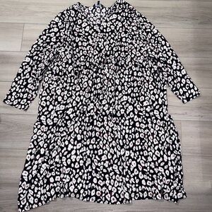 Ulla Popken plus size 36/38 black white animal print maxi dress